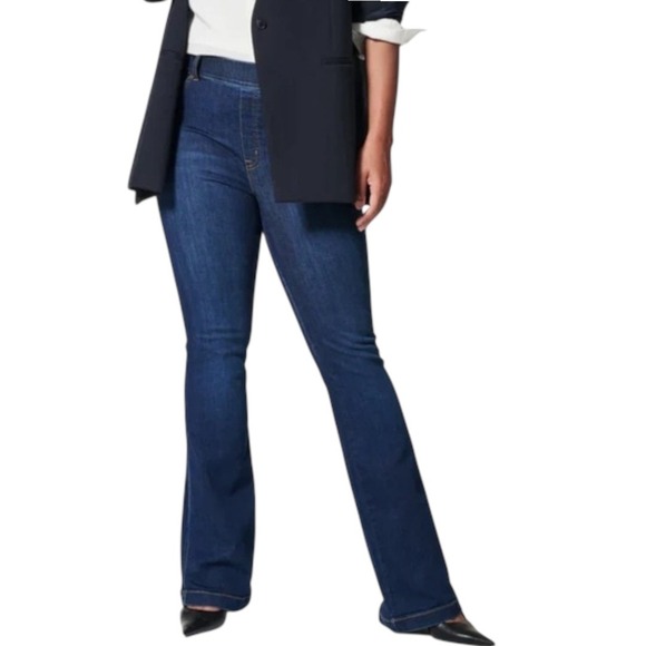 NWT SPANX Womens Pull On Flare Jeans Midnight Shade Size 1X Tall Denim Casual - Picture 1 of 13